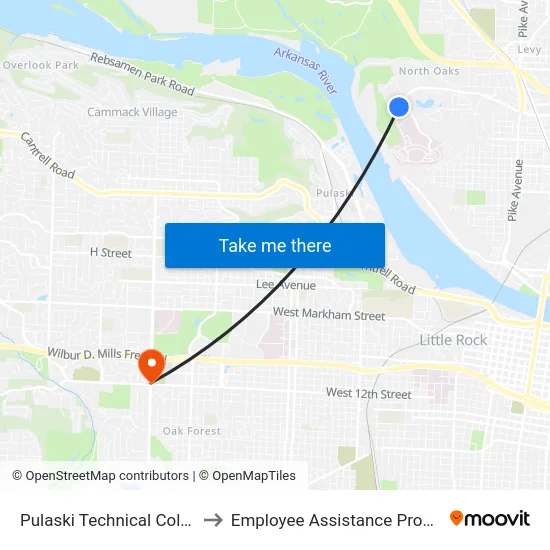 Pulaski Technical College to Employee Assistance Program map