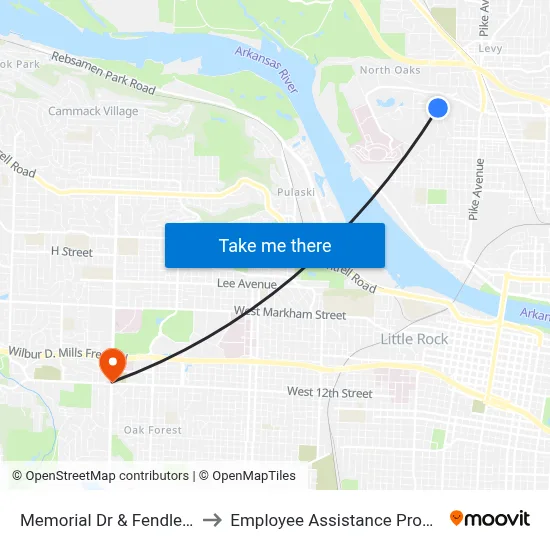 Memorial Dr & Fendley Dr to Employee Assistance Program map