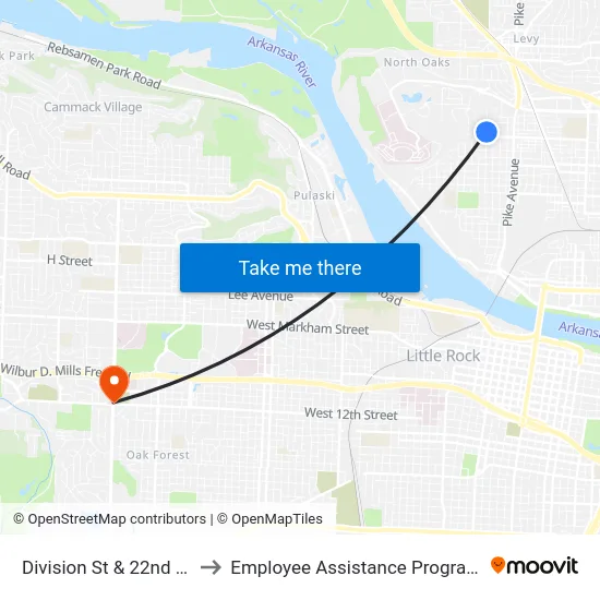 Division St & 22nd St to Employee Assistance Program map