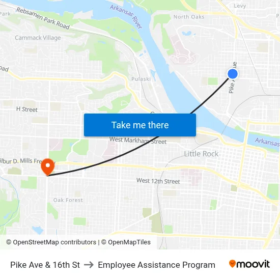 Pike Ave & 16th St to Employee Assistance Program map