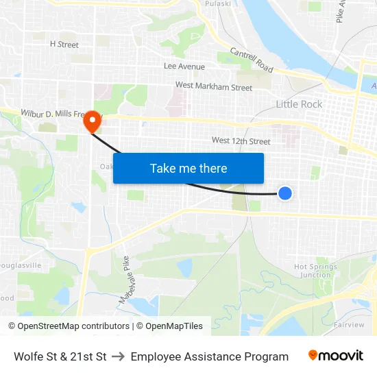 Wolfe St & 21st St to Employee Assistance Program map