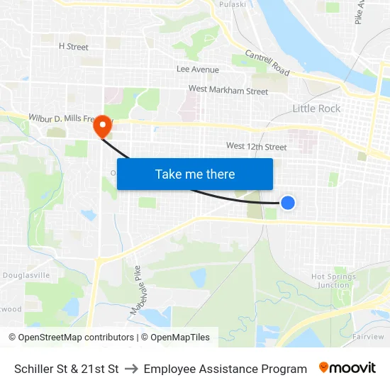Schiller St & 21st St to Employee Assistance Program map