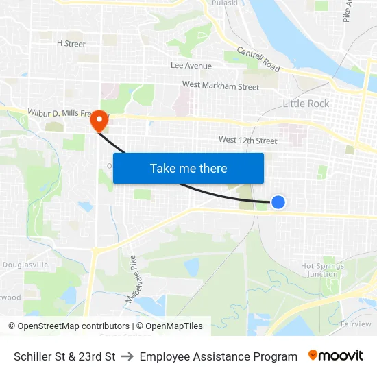 Schiller St & 23rd St to Employee Assistance Program map