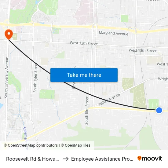 Roosevelt Rd & Howard St to Employee Assistance Program map