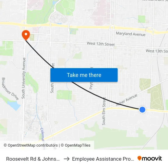 Roosevelt Rd & Johnson St to Employee Assistance Program map