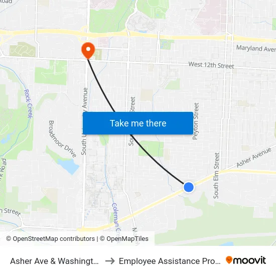 Asher Ave & Washington St to Employee Assistance Program map