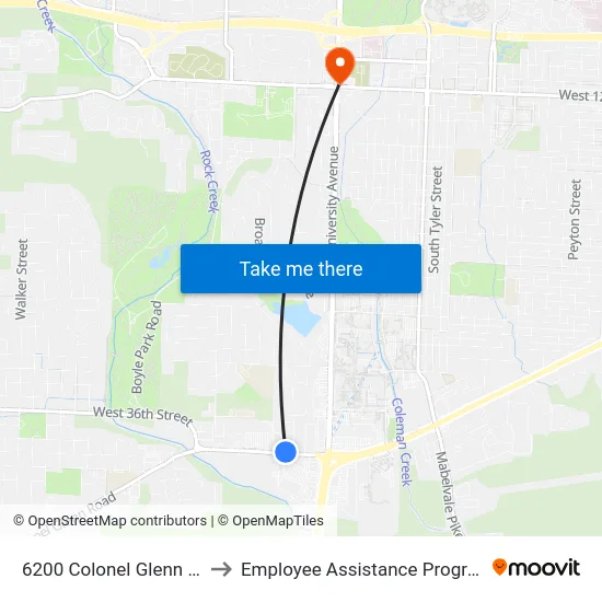 6200 Colonel Glenn Rd to Employee Assistance Program map