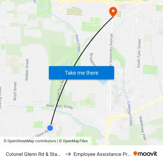 Colonel Glenn Rd & Stannus St to Employee Assistance Program map
