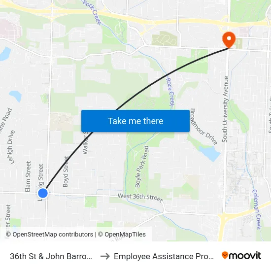36th St & John Barrow Rd to Employee Assistance Program map
