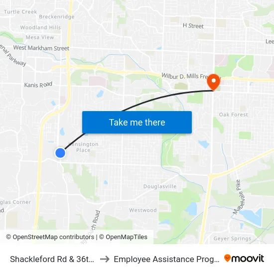Shackleford Rd & 36th St to Employee Assistance Program map