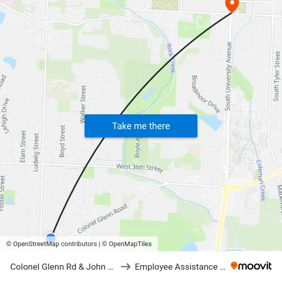 Colonel Glenn Rd & John Barrow Rd to Employee Assistance Program map
