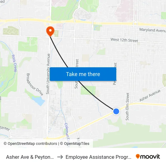 Asher Ave & Peyton St to Employee Assistance Program map