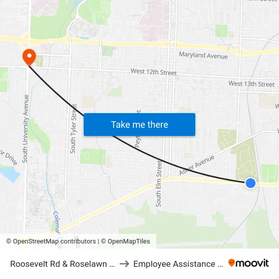 Roosevelt Rd & Roselawn Cemetery to Employee Assistance Program map