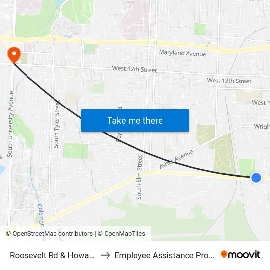 Roosevelt Rd & Howard St to Employee Assistance Program map