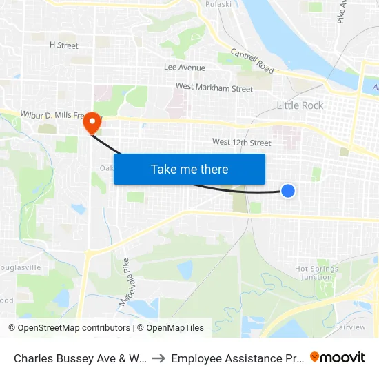 Charles Bussey Ave & Wolfe St to Employee Assistance Program map