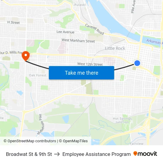 Broadwat St & 9th St to Employee Assistance Program map