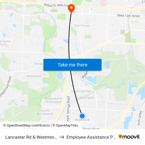Lancaster Rd & Westminister Dr to Employee Assistance Program map