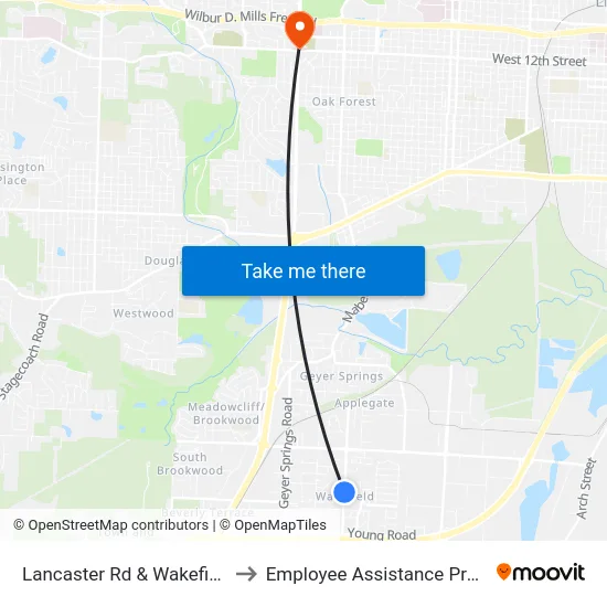 Lancaster Rd & Wakefield Dr to Employee Assistance Program map