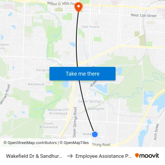 Wakefield Dr & Sandhurst Circle to Employee Assistance Program map