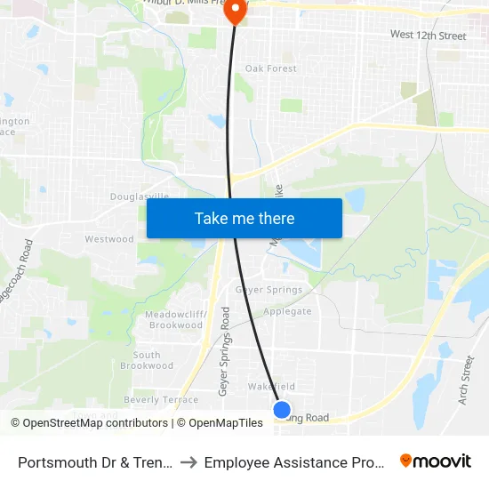 Portsmouth Dr & Trent Dr to Employee Assistance Program map
