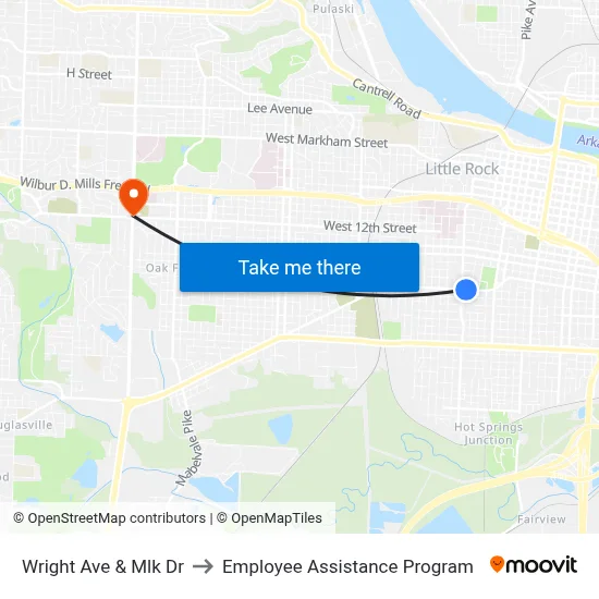 Wright Ave & Mlk Dr to Employee Assistance Program map