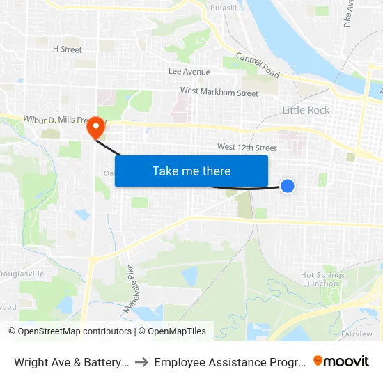 Wright Ave & Battery St to Employee Assistance Program map