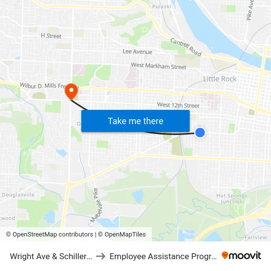 Wright Ave & Schiller St to Employee Assistance Program map