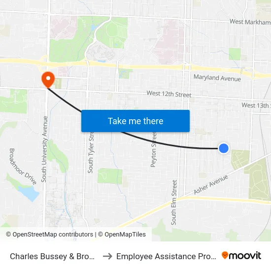 Charles Bussey & Brown St to Employee Assistance Program map