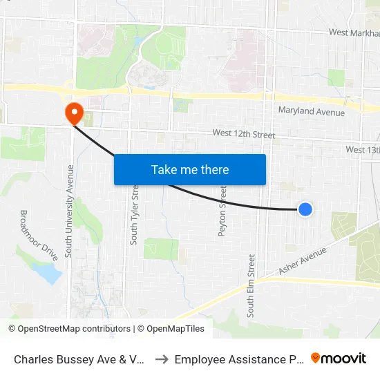 Charles Bussey Ave & Valmar St to Employee Assistance Program map