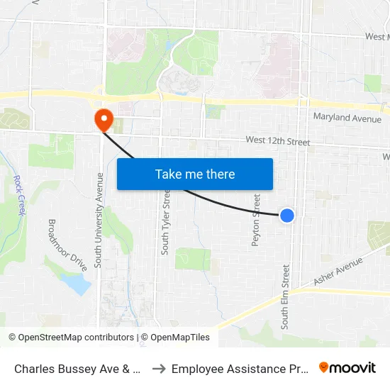 Charles Bussey Ave & Elm St to Employee Assistance Program map