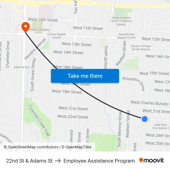 22nd St & Adams St to Employee Assistance Program map