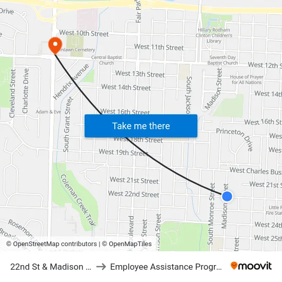 22nd St & Madison St to Employee Assistance Program map