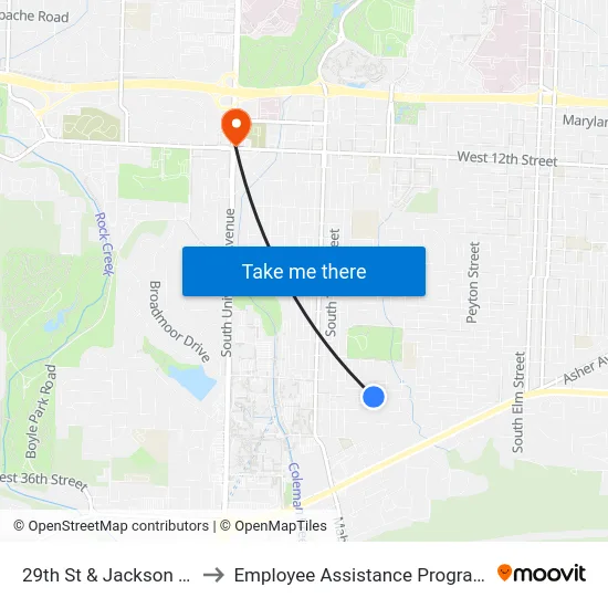 29th St & Jackson St to Employee Assistance Program map