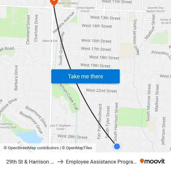 29th St & Harrison St to Employee Assistance Program map