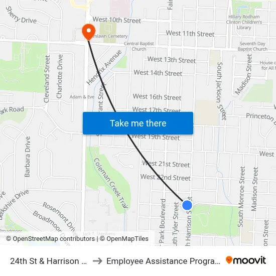 24th St & Harrison St to Employee Assistance Program map