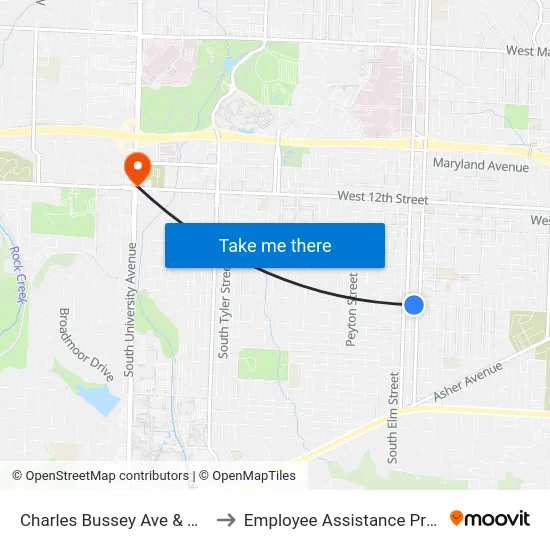 Charles Bussey Ave & Pine St to Employee Assistance Program map