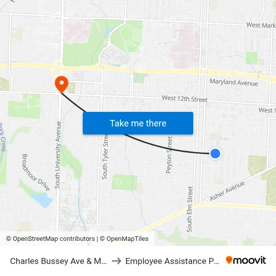 Charles Bussey Ave & Maple St to Employee Assistance Program map
