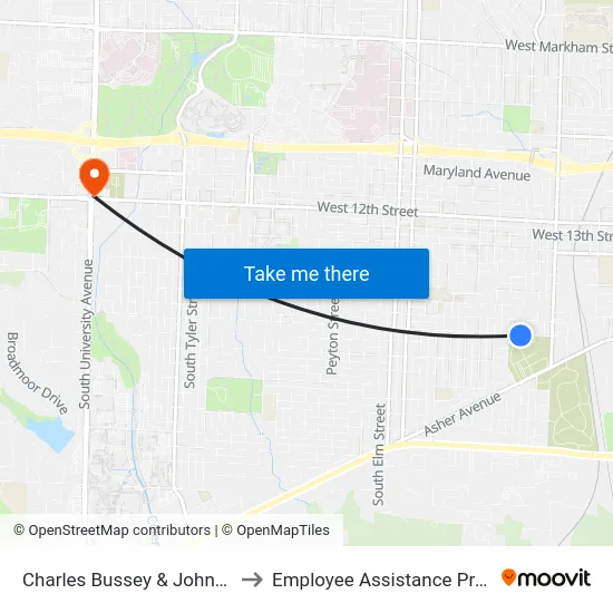 Charles Bussey & Johnson St to Employee Assistance Program map
