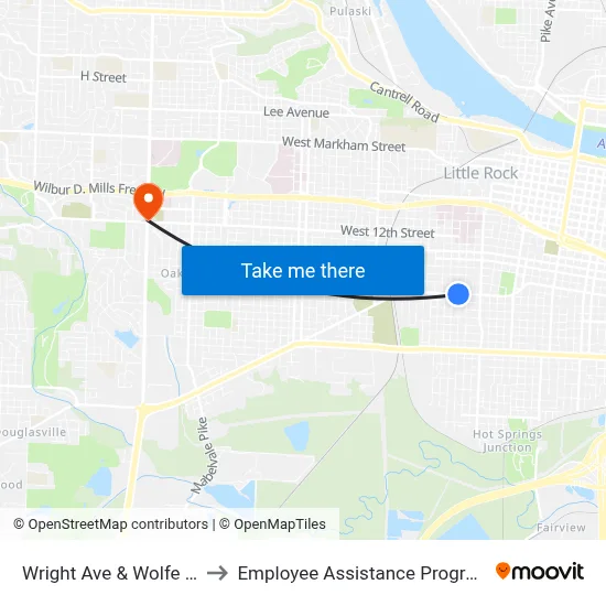 Wright Ave & Wolfe St to Employee Assistance Program map