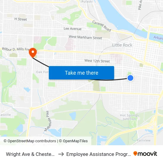 Wright Ave & Chester St to Employee Assistance Program map