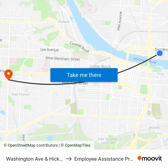 Washington Ave & Hickory St to Employee Assistance Program map