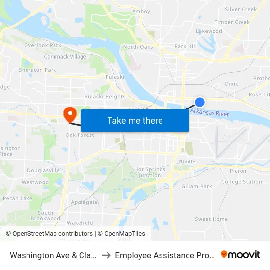Washington Ave & Clark St to Employee Assistance Program map