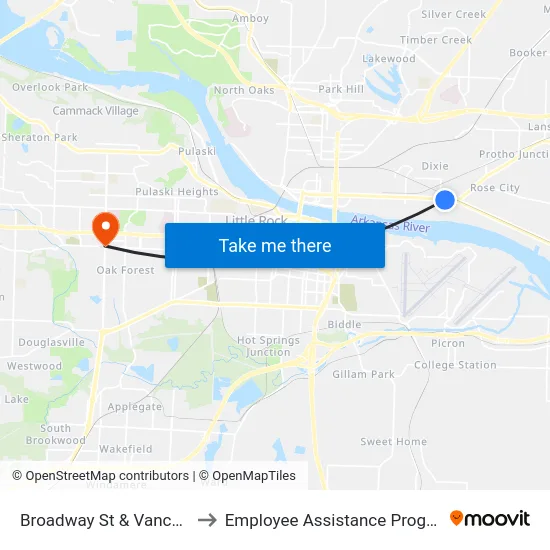 Broadway St & Vance St to Employee Assistance Program map