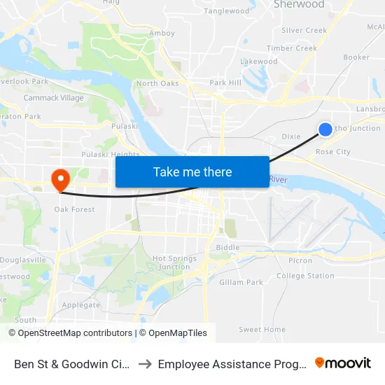 Ben St & Goodwin Circle to Employee Assistance Program map