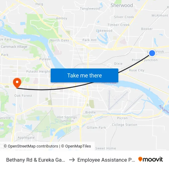 Bethany Rd & Eureka Garden Rd to Employee Assistance Program map