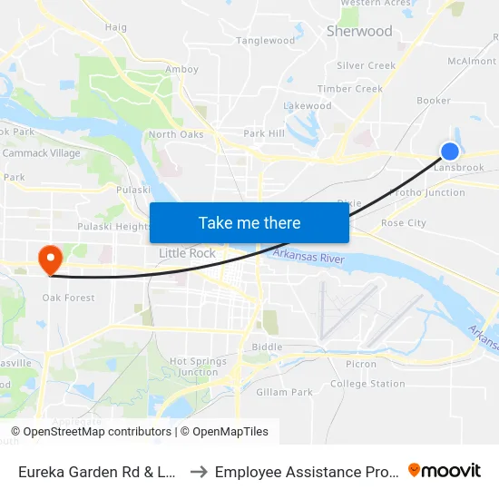 Eureka Garden Rd & Lee Rd to Employee Assistance Program map