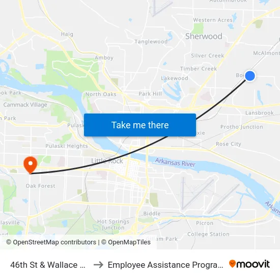 46th St & Wallace Rd to Employee Assistance Program map