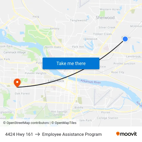 4424 Hwy 161 to Employee Assistance Program map