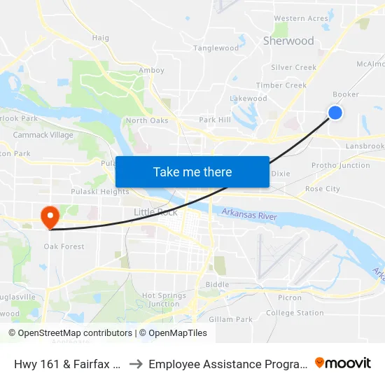 Hwy 161 & Fairfax Dr to Employee Assistance Program map
