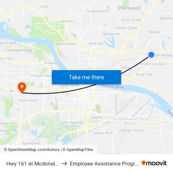 Hwy 161 at Mcdonald's to Employee Assistance Program map